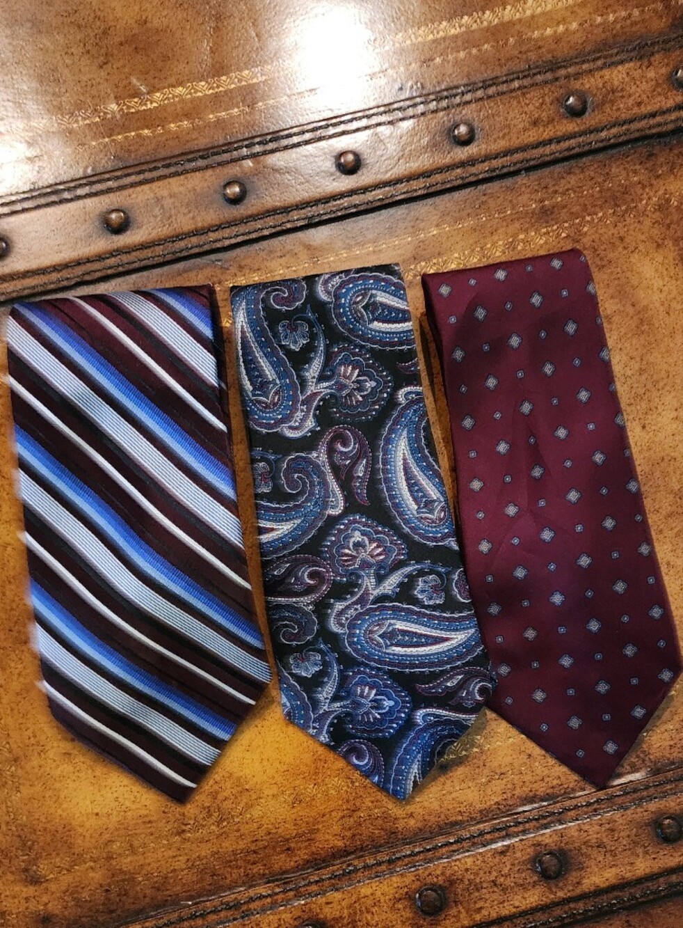 3pc Men’s Silk Tie Lot Courage Stafford Christopher Hayes Paisley Striped